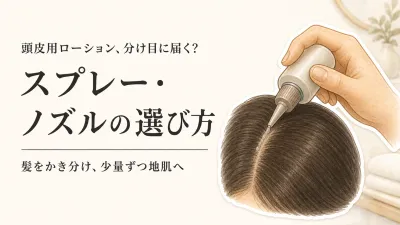 頭皮用ローションはスプレーとノズルどっち？分け目に髪がつきにくい使い方で選ぶ